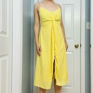 REVOLVE Dress Line and Dot Midi Yellow Sundress Casual Dainty Summer Small